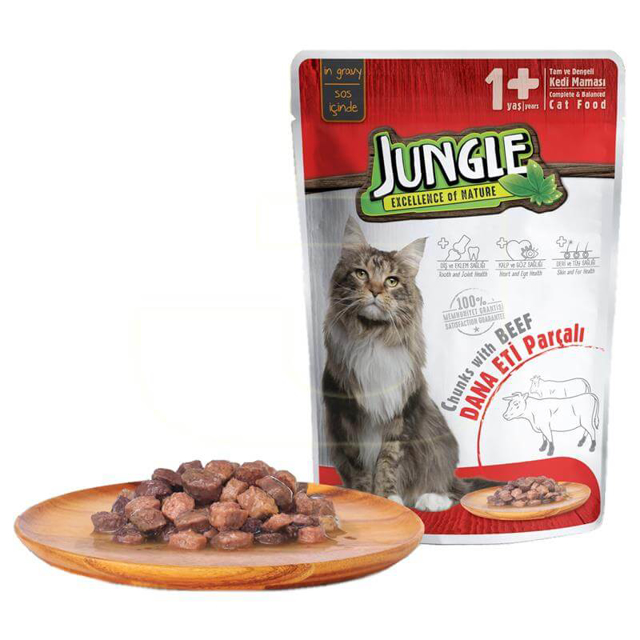 Jungle Pouch Kisir Kedi Mamasi 100g Dana Eti Parcali